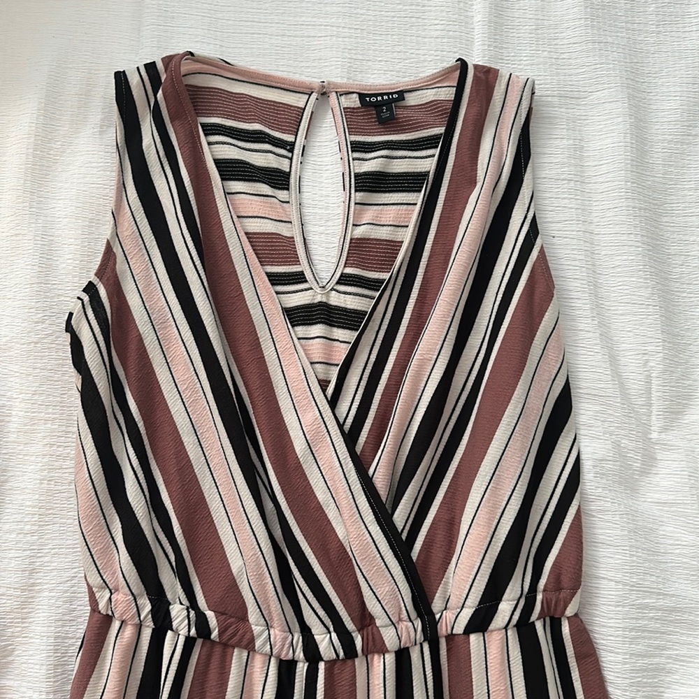 Torrid multi strip textured self tie culotte jumpsuit - Picture 5 of 5